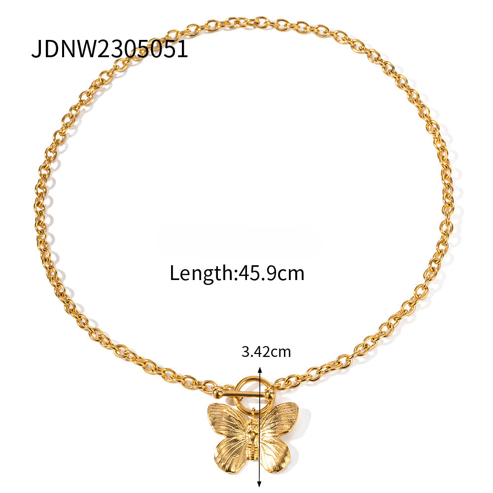 Wholesale 18k Gold-plated Stainless Steel Butterfly Necklace Bracelet Earring Set